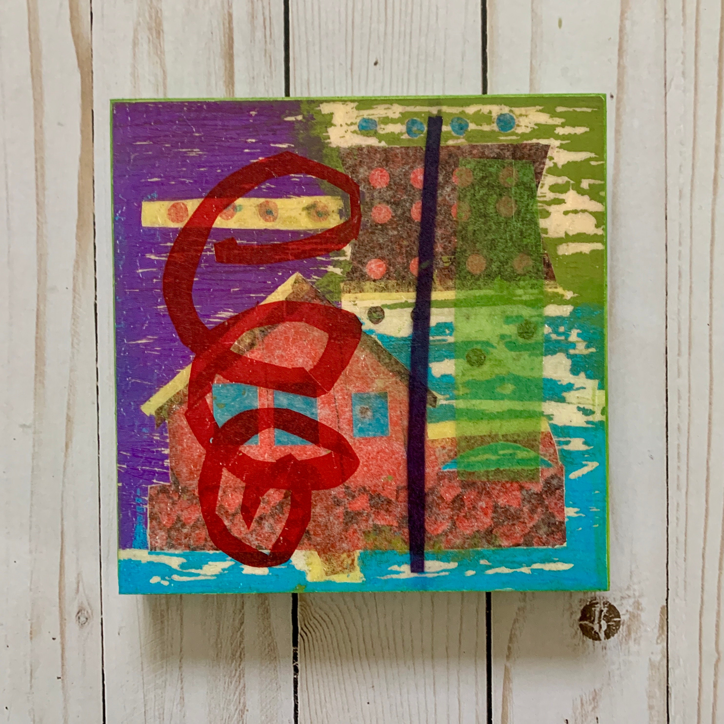 Original Abstract House Collage, Modern Wall Art, 6x6 - Etsy