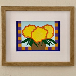 Yellow flowers in vase original modern painting, contemporary painting, floral art painting, abstract flowers