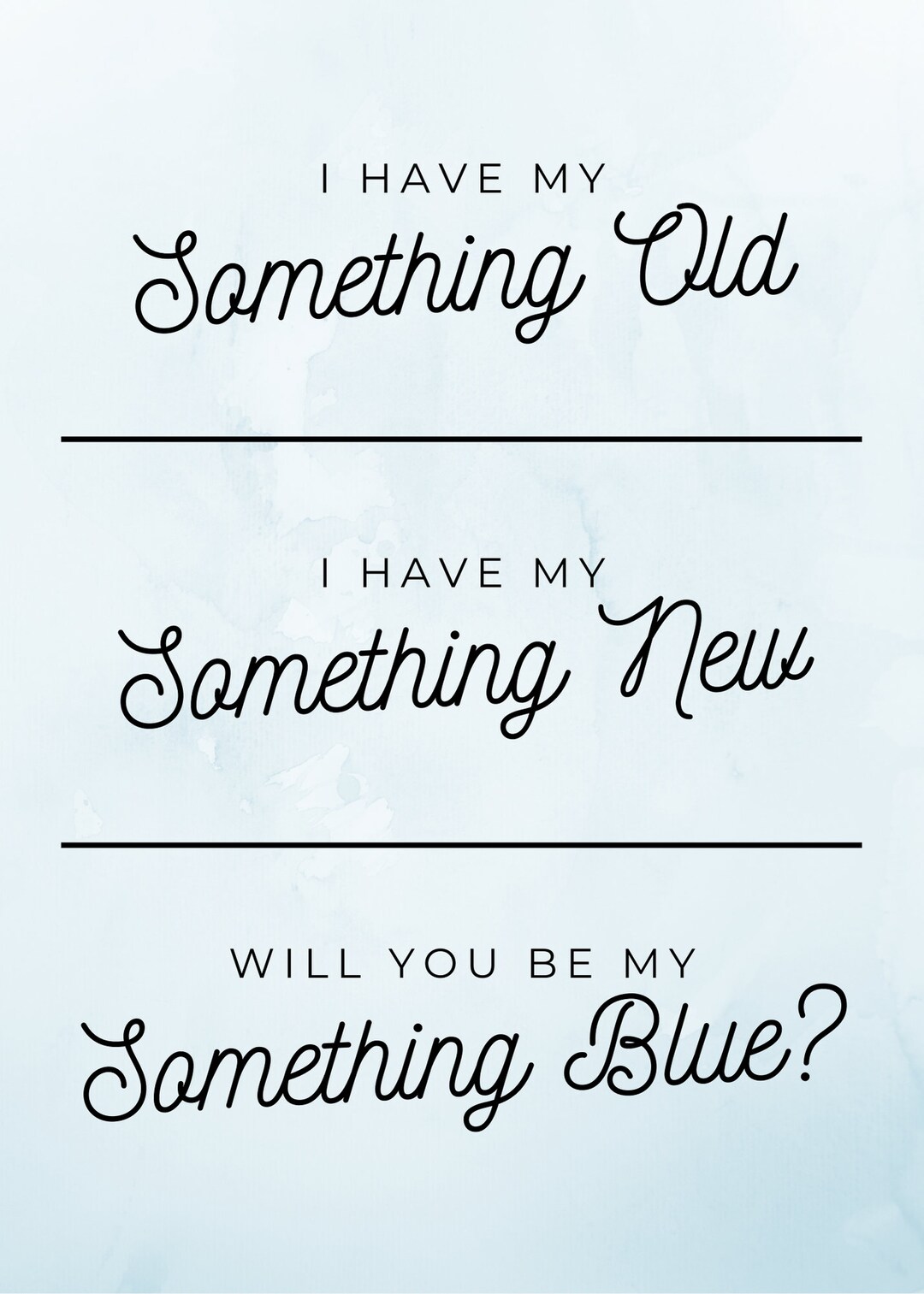 Will You Be My Something Blue? (downloadable Template) - Etsy