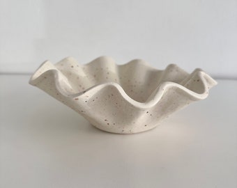 Wave Bowl: Modern Ceramic Home Decor with Spackle Glaze