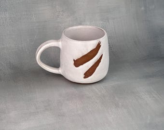 Handmade White Stoneware Coffee Mug: Minimalist Ceramic Tea Cup