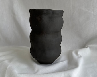 Soft  Minimalist Trend Handmade Black Clay Vase