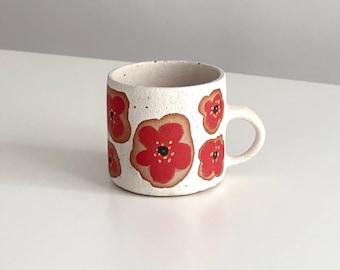 Hand-Painted Floral Ceramic Coffee Mug - Unique White Beaker