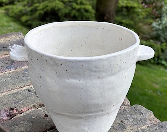Handmade Ceramic Vase with Handles: Modern Home Decor Object