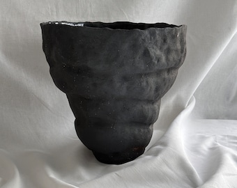 Handmade Big Black Stoneware Vase