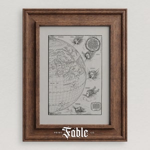 Vintage Map Set of 2 Illustrations | Antique World Map Prints ...