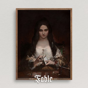 The Fortune Teller Physical Giclée Print / Vintage Dark Card Reading Woman Painting