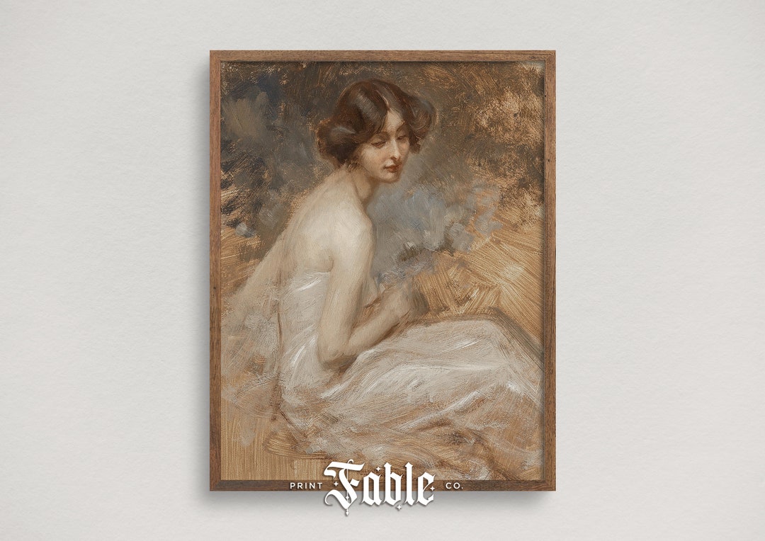 Woman in White | Vintage Painting of a Woman | Printable Art | Digital ...