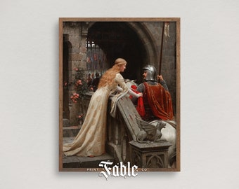 Princess Giving Well Wishes | Vintage Fairytale Knight Painting | Printable Art | Digital Download