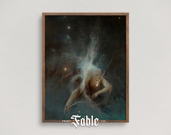 Vintage Celestial Shooting Star Painting | Printable Art | Digital Download