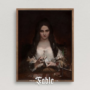 El adivino / Vintage Dark Card Reading Mujer Pintura / Arte imprimible / Descarga digital