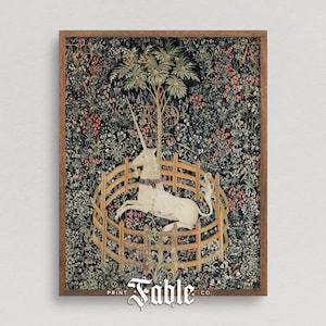 Medieval Unicorn Tapestry Print | 15th Century Mythical Creature Printable Art | Digital Download