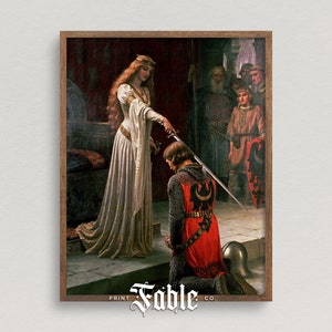 Becoming a Knight | Vintage Medieval Princess and Knight Painting | Printable Art | Digital Download