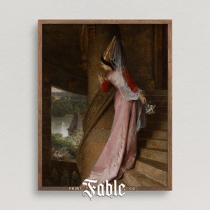 Princess in a Stairwell Painting | Vintage Medieval Art Aesthetic | Printable Art | Digital Download