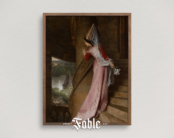 Prinzessin im Treppenhaus Gemälde | Vintage Mittelalter Kunst Ästhetik | Druckbare Kunst | Digitaler Download