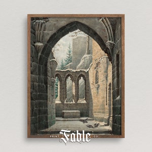 Mighty Ruins in Winter | Vintage Stone Castle Painting | Printable Art | Digital Download