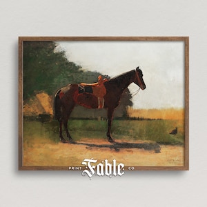 Horse with Saddle Painting | Vintage Western Horseback Riding Art | Digital Download