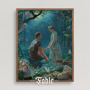 The Magic of Moonlight | Vintage Woodland Fairy Romantic Painting | Printable Art | Digital Download