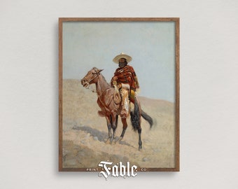 The Cowboy | Vintage Western Man on Horse Painting | Printable Art | Digital Download