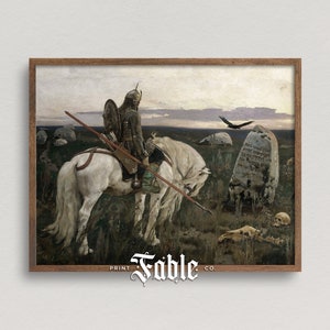 Reflecting Knight | Vintage Knight in Armor on Horse Painting | Digital Download