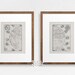 Vintage Map Set of 2 Illustrations | Antique World Map Prints ...