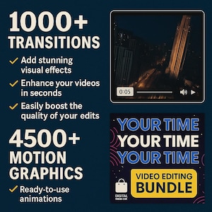 1000+ Video Transitions and 4500+ Motion Graphics | Video Editing Bundle for Premiere Pro, After Effects, Final Cut, CapCut