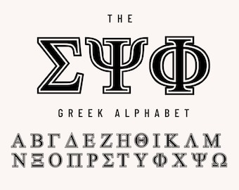 Peut inclure: L'alphabet grec en caractères gras noirs avec un double contour. Les lettres sont en majuscules et disposées sur deux lignes. Les lettres sont : Α Β Γ Δ Ε Ζ Η Θ Ι Κ Λ Μ Ν Ξ Ο Π Ρ Σ Τ Υ Φ Χ Ψ Ω