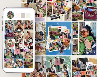 Photo Dump Scrapbook Templates | Collage Junk Journal  | 15 Instagram Posts | Canva Template