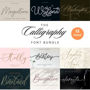 Pack de 12 polices de calligraphie et d'écriture manuscrite | Fichiers TTF et OTF (Téléchargement numérique)