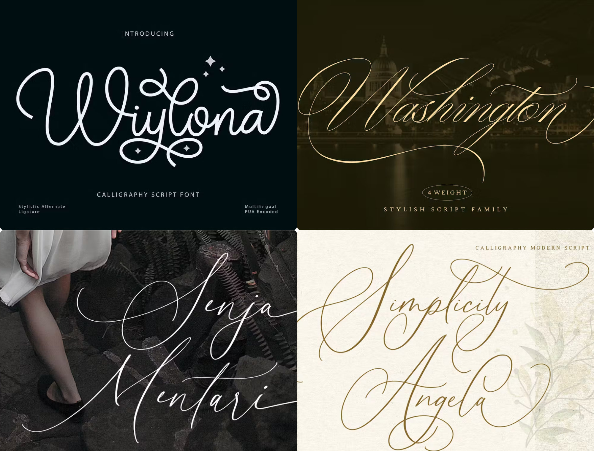 Font Files 12 Calligraphy, Script Fonts Bundle | TTF & OTF Files (digital Download ...