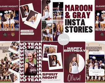 Maroon & Gray Sports Team Instagram Story |  Canva Template (Digital Download)