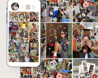 Photo Dump Scrapbook Templates | Collage Junk Journal  | 20 Instagram Posts | Canva Template