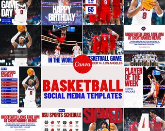 Red, White, and Blue Sports Social Media Canva Templates | 14 Square Posts | Basketball Team Game Day Graphics for Instagram