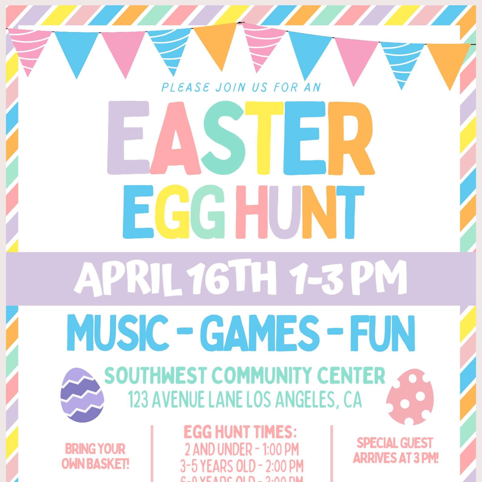 Easter Egg Hunt Invitation | Canva Template | School, Church ...