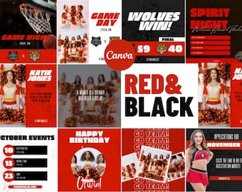 Sports Team Instagram Kit | Social Media Posts Canva Template | High school College team | Game Day, Cheer, Dance, Football Player