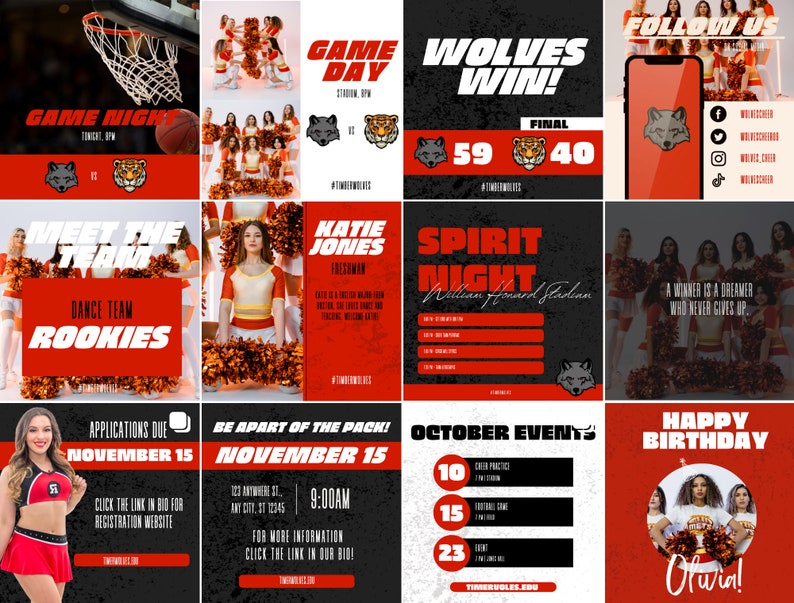 Sports Team Instagram Kit Social Media Posts Canva Template Etsy