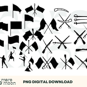 Color Guard PNG File Bundle , Marching Band PNG, Color Guard Clipart Silhouette, Winter guard png, Flag Rifle Sabre png, Color Guard Mom
