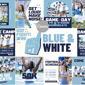 Blue & White Instagram Post Template for Sports Teams, Cheer, Dance | Canva Template ( Digital Download)