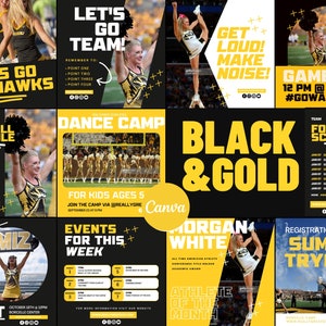 Black and Gold Instagram Post Template for Sports Teams | Canva Template ( Digital Download)