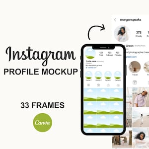 Iphone Instagram Profile Mockup with Highlights | Blogger MockUp | Instagram Content Planner | Social Media Mock-up | Canva Template