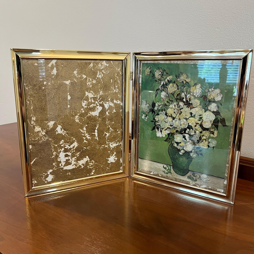 Vintage Gold Metal Hinged 8x10" Double Picture Frame - Etsy