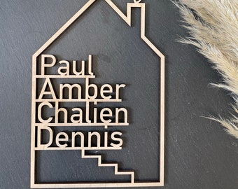 House named wooden house personalized move-in gift door sign 9 mm