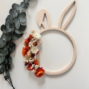 Easter gift for Easter decoration made of wood Easter bunny with dried flowers Easter decoration with dried flowers as a gift for Easter