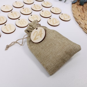 Christmas wooden numbers 1-24 - Advent calendar numbers as pendants - Ideal for the Advent calendar or as a Christmas gift