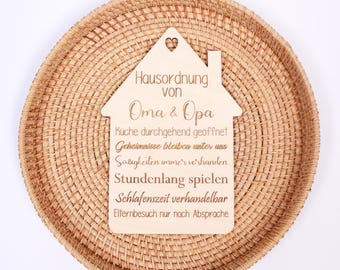 Letrero de madera personalizado - Reglas de la casa de los abuelos - Idea de regalo con cariño para los abuelos - Letrero de madera grabado