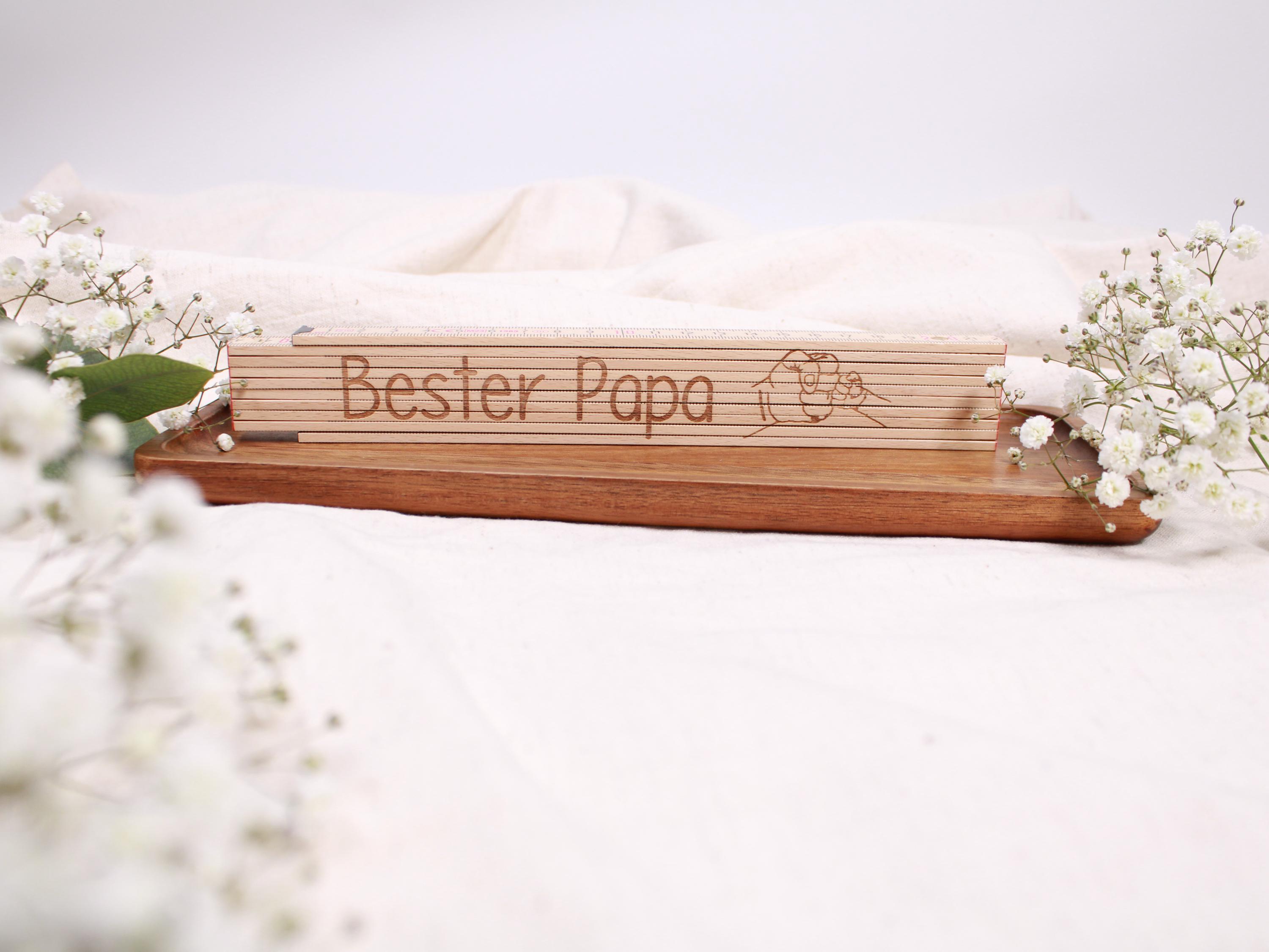 Produktbild von Personalisierter Zollstock Aus Holz Mit Gravur – Meterstab Mit Namen & Spruch, Geschenk Für Papa, Opa, Heimwerker, Geburtstag & Vatertag