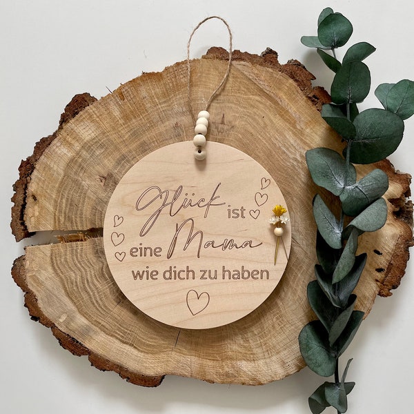 Personalisierte Holzscheibe mit eurem Wunschtext Geschenk für Mama Oma Frau
