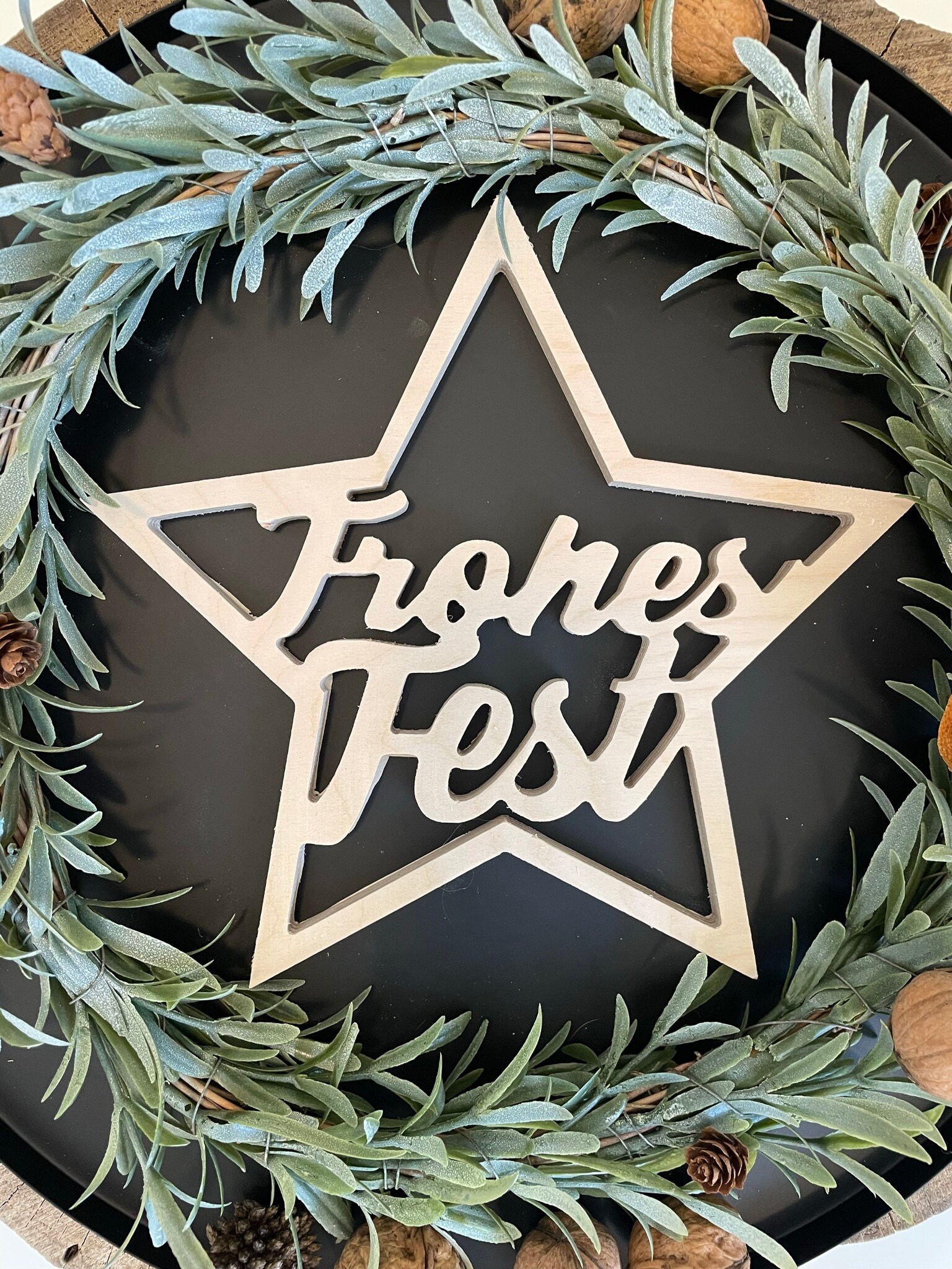 Holzring Stern Lettering Merry Christmas - Etsy