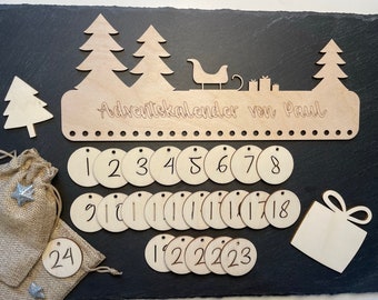 personalized Advent calendar made of wood Advent numbers wooden pendant 1-24