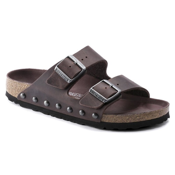 BIRKENSTOCK ARIZONA Habana oiled leather studs REGULAR width sandal